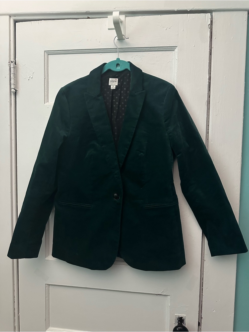 J. Crew Velvet Single-Button Blazer in Deep Teal